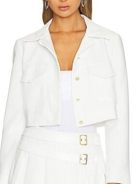 Amanda Uprichard White Cropped Blazer Jacket
